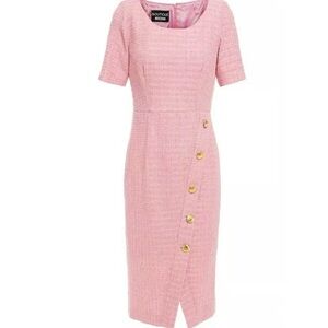 Button detailed, tweed dress gold hardware